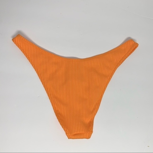 Forever 21 Size XL Tangerine High Leg Bikini Swim Bottom Textured NEW NWT - Picture 3 of 5